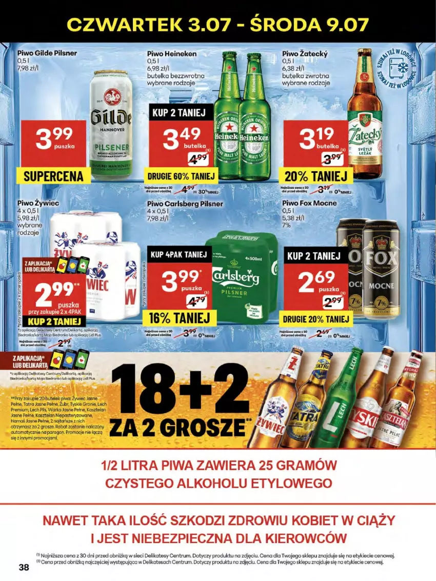 Gazetka promocyjna Delikatesy Centrum - Franczyza DC27 Czwartek - ważna 03.07 do 09.07.2025 - strona 38 - produkty: Carlsberg, Dron, Gra, Harnaś, Heineken, Kasztelan, Koc, Lech Premium, LG, Odol, Piec, Piwa, Piwo, Rum, Tatra, Tyskie, Warka