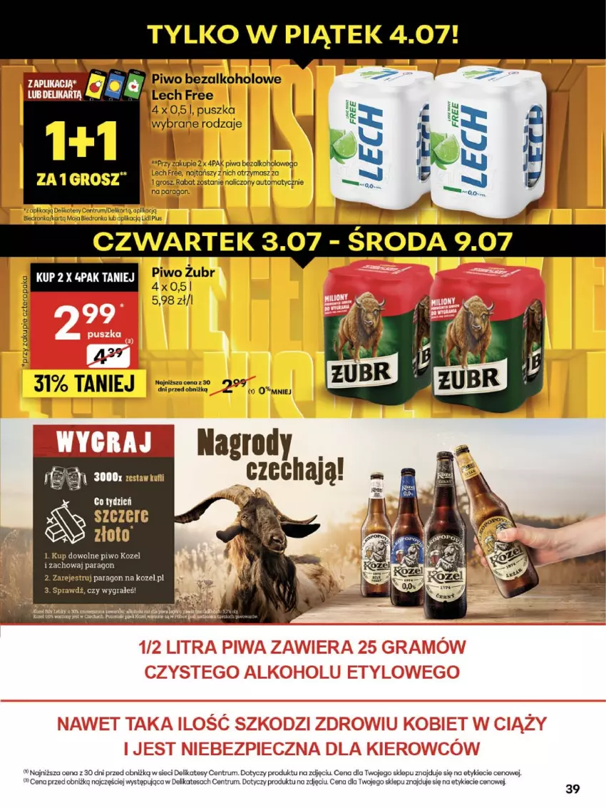 Gazetka promocyjna Delikatesy Centrum - Franczyza DC27 Czwartek - ważna 03.07 do 09.07.2025 - strona 39 - produkty: Dron, Gra, Kozel, Piwa, Piwo, Rum