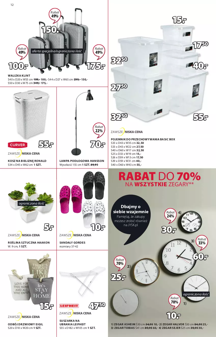 Gazetka promocyjna Jysk - Oferta tygodnia - ważna 30.06 do 13.07.2021 - strona 13 - produkty: Drzwi, Gra, Kosz, Kosz na bieliznę, Lampa, Lampa podłogowa, Mięta, Pojemnik, Pojemnik do przechowywania, Roślina sztuczna, Sandał, Sok, Suszarka, Ubrania, Walizka, Zegar