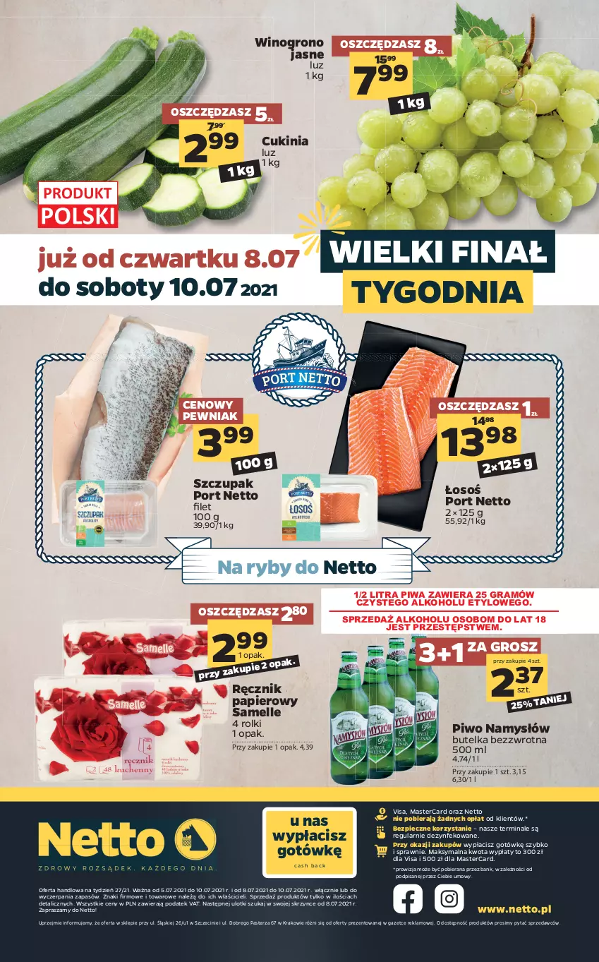 Gazetka promocyjna Netto - Gazetka spożywcza - ważna 05.07 do 10.07.2021 - strona 16 - produkty: Gra, Namysłów, Papier, Piec, Piwa, Piwo, Por, Ręcznik, Rolki, Wino, Zupa