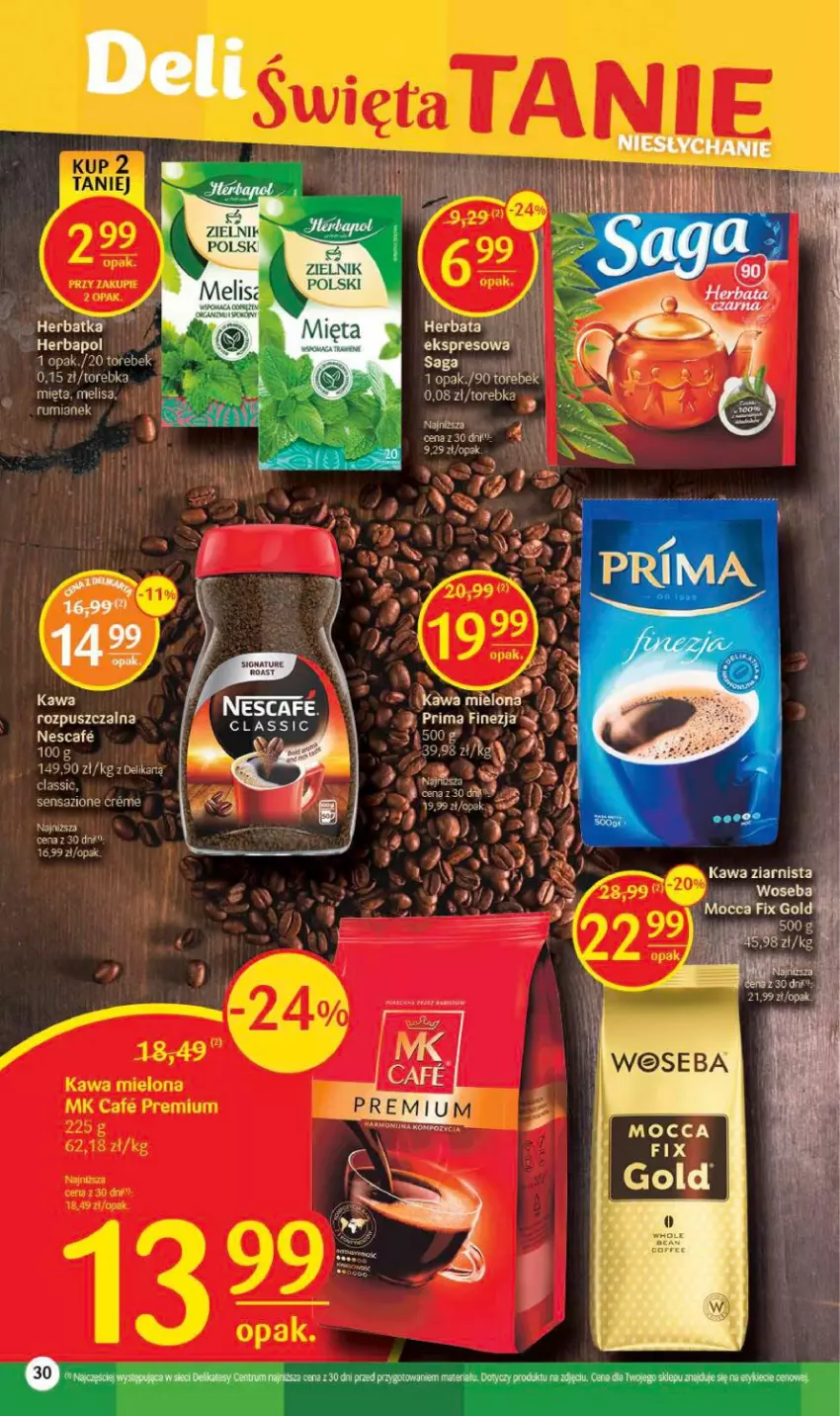 Gazetka promocyjna Delikatesy Centrum - Gazetka DC12 - ważna 23.03 do 29.03.2023 - strona 30 - produkty: Herbapol, Herbata, Kawa, Kawa rozpuszczalna, Kawa ziarnista, LG, Mięta, Prima, Rum, Saga, Torebka