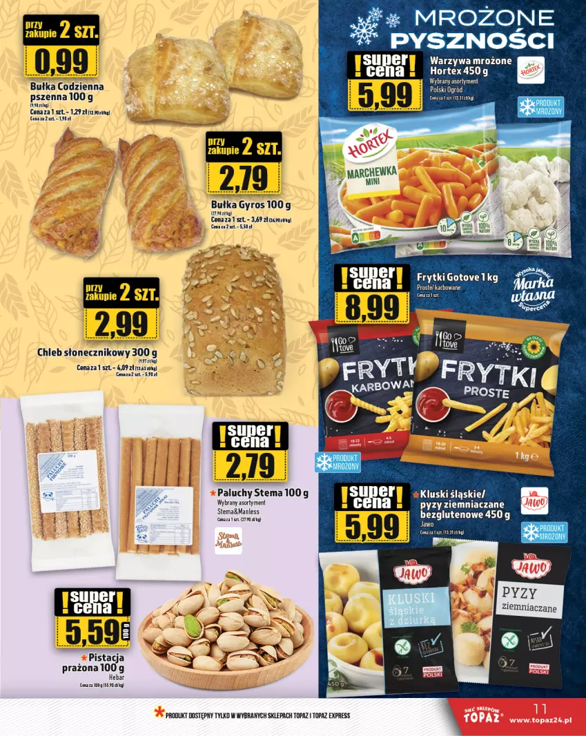 Gazetka promocyjna Topaz - Gazetka - ważna 15.02 do 21.02.2024 - strona 11 - produkty: Chleb, Frytki, Hortex, Marchewka, Top, Warzywa