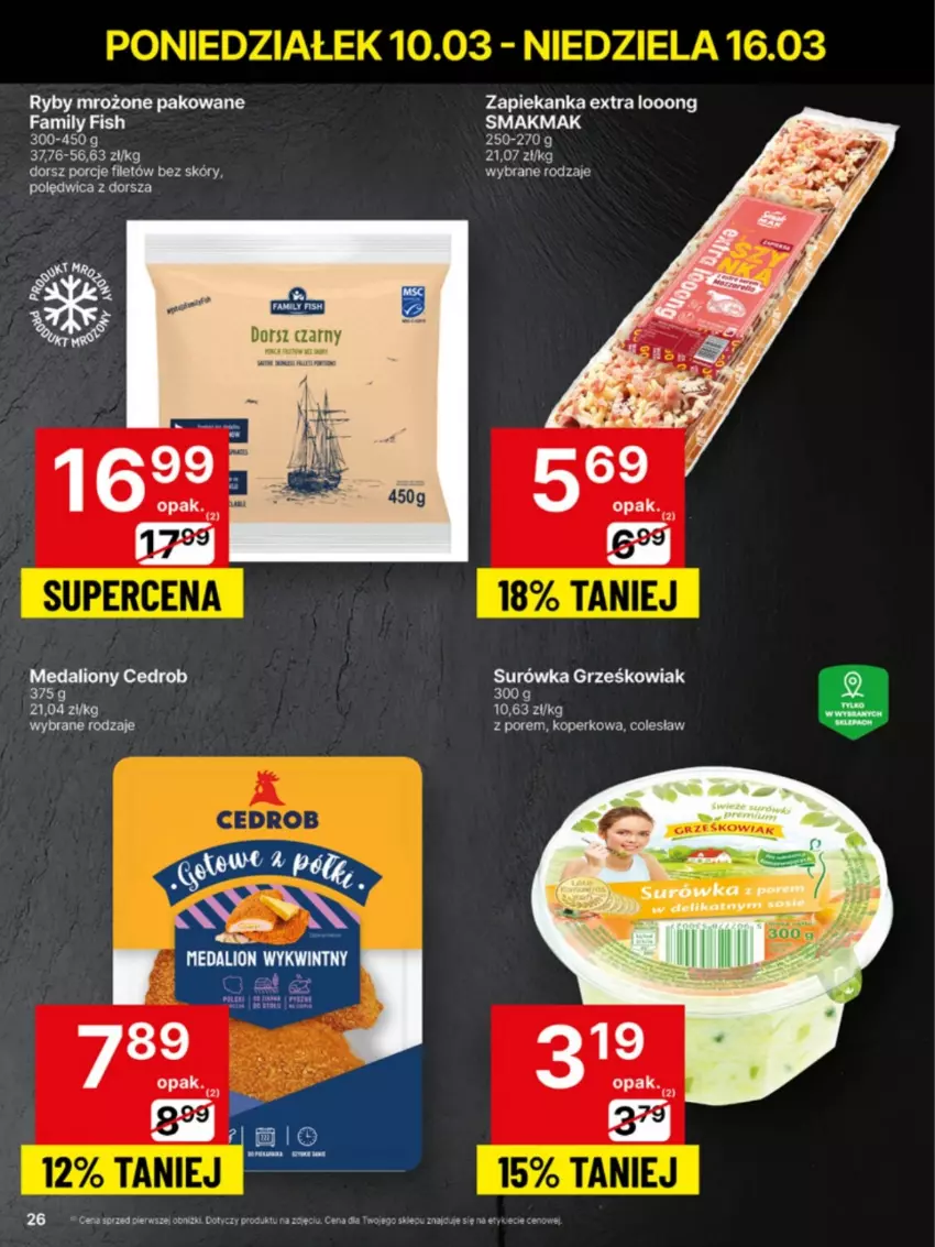 Gazetka promocyjna Delikatesy Centrum - NOWA GAZETKA Delikatesy Centrum od 10 marca! 10-16.03.2025 - ważna 10.03 do 16.03.2025 - strona 26 - produkty: Dorsz, Fa, Lion, Polędwica, Por, Surówka, Zapiekanka