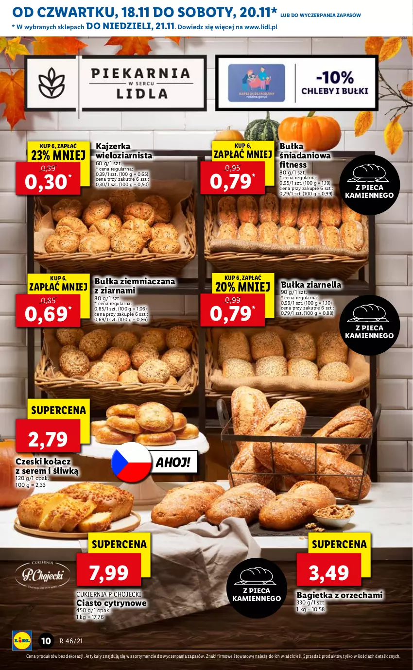 Gazetka promocyjna Lidl - GAZETKA OD 18.11 DO 21.11 - ważna 18.11 do 21.11.2021 - strona 10 - produkty: Bagietka, Bułka, Cukier, Danio, Kajzerka, O Bag, Piec, Ser