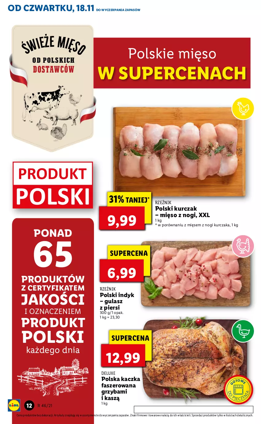 Gazetka promocyjna Lidl - GAZETKA OD 18.11 DO 21.11 - ważna 18.11 do 21.11.2021 - strona 12 - produkty: Fa, Kaczka, Kaczka faszerowana, Kurczak, Mięso, Por