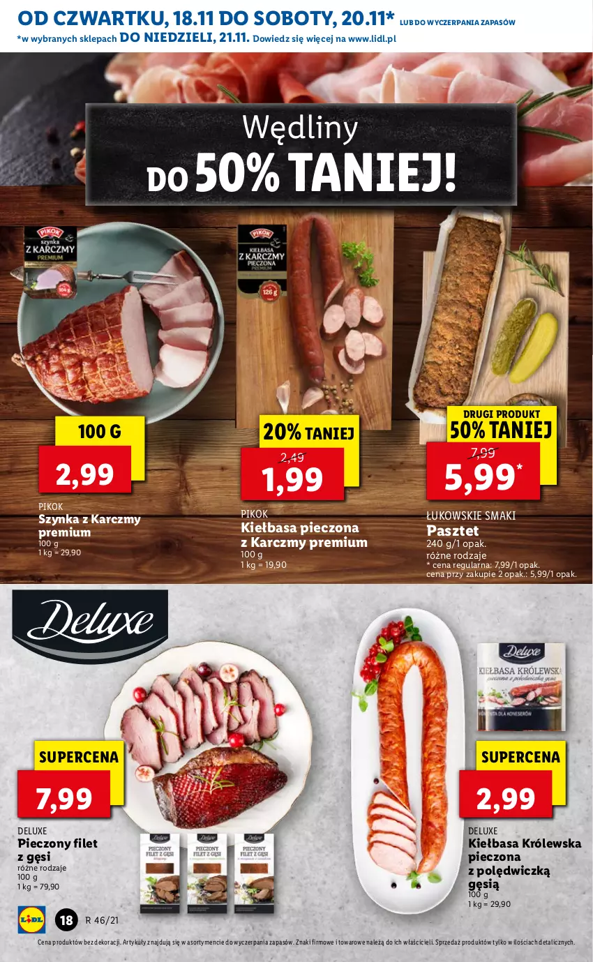 Gazetka promocyjna Lidl - GAZETKA OD 18.11 DO 21.11 - ważna 18.11 do 21.11.2021 - strona 18 - produkty: Kiełbasa, Pasztet, Piec, PIKOK, Szynka