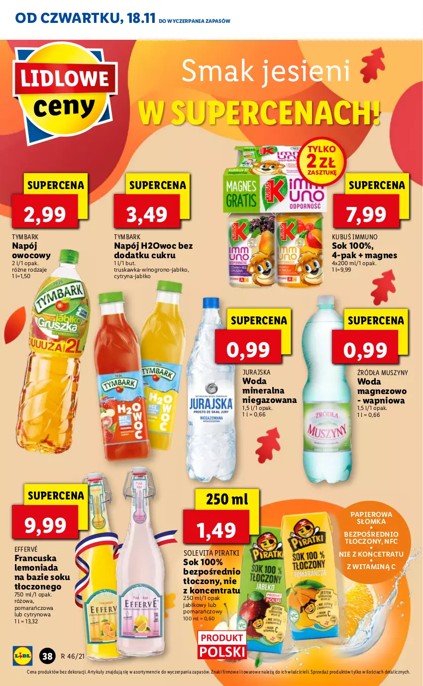 Gazetka promocyjna Lidl - GAZETKA OD 18.11 DO 21.11 - ważna 18.11 do 21.11.2021 - strona 38 - produkty: Kubuś, Lemoniada, Magnez, Mus, Napój, Papier, Sok, Szyny, Tymbark, Wino, Woda, Woda mineralna