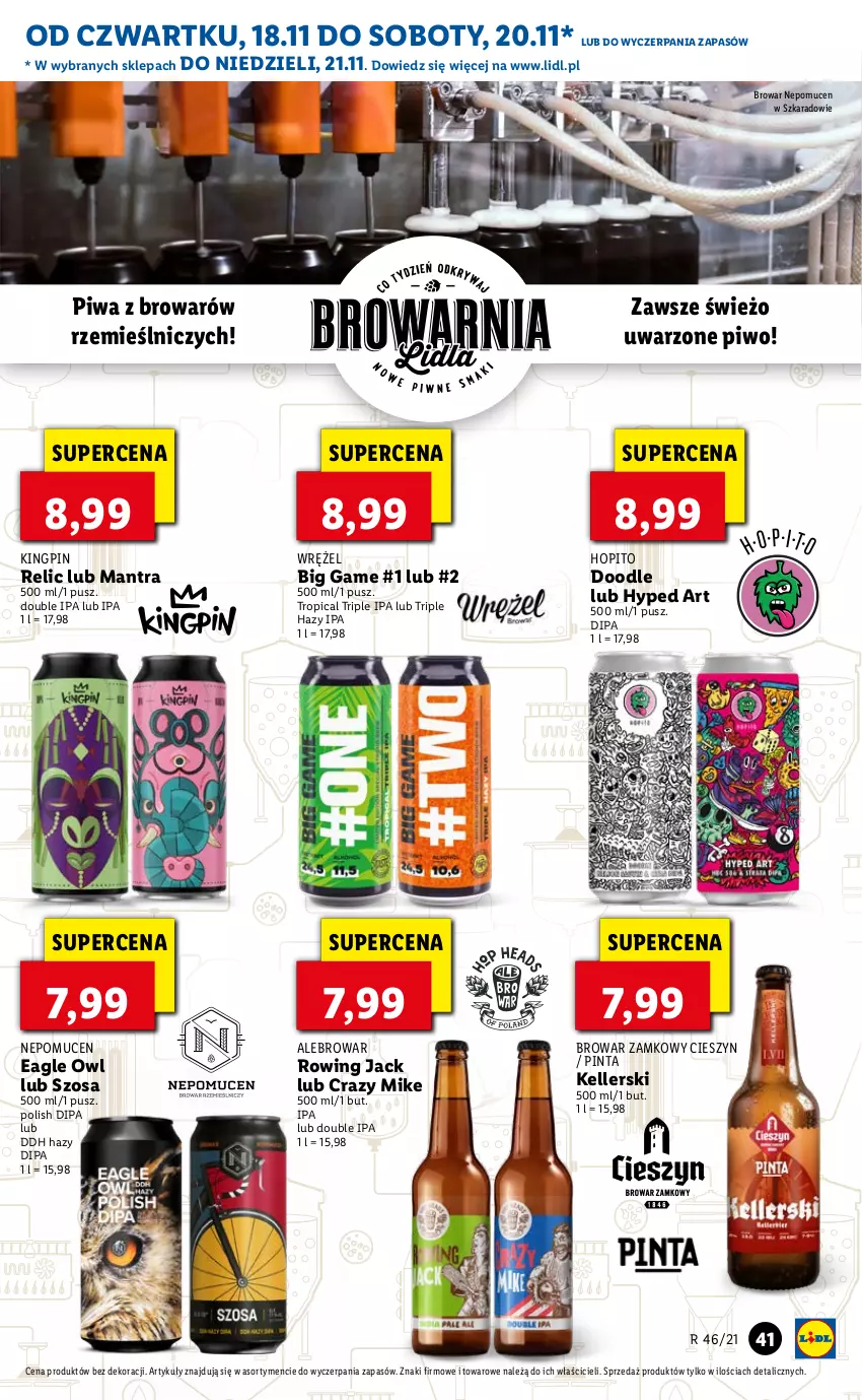 Gazetka promocyjna Lidl - GAZETKA OD 18.11 DO 21.11 - ważna 18.11 do 21.11.2021 - strona 41 - produkty: Piwa, Piwo, Tropical