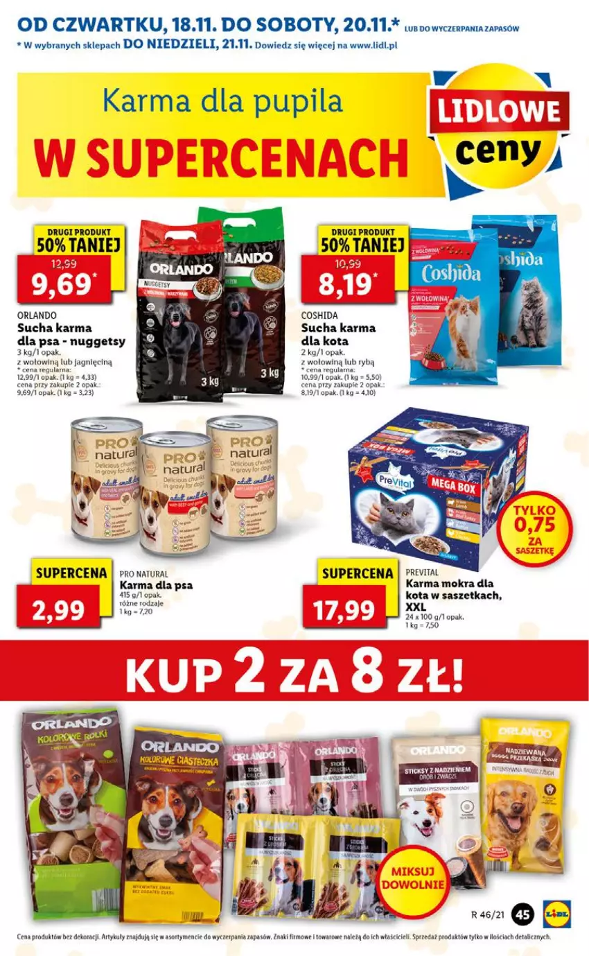 Gazetka promocyjna Lidl - GAZETKA OD 18.11 DO 21.11 - ważna 18.11 do 21.11.2021 - strona 45 - produkty: Sucha karma