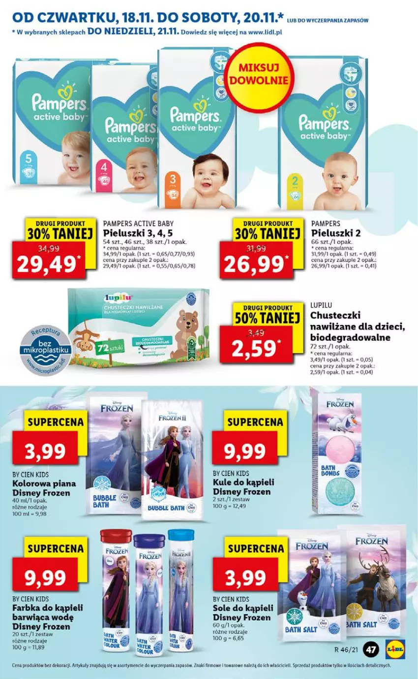 Gazetka promocyjna Lidl - GAZETKA OD 18.11 DO 21.11 - ważna 18.11 do 21.11.2021 - strona 47 - produkty: Chusteczki, Disney, Dzieci, Fa, Frozen, Gra, Pampers, Razer