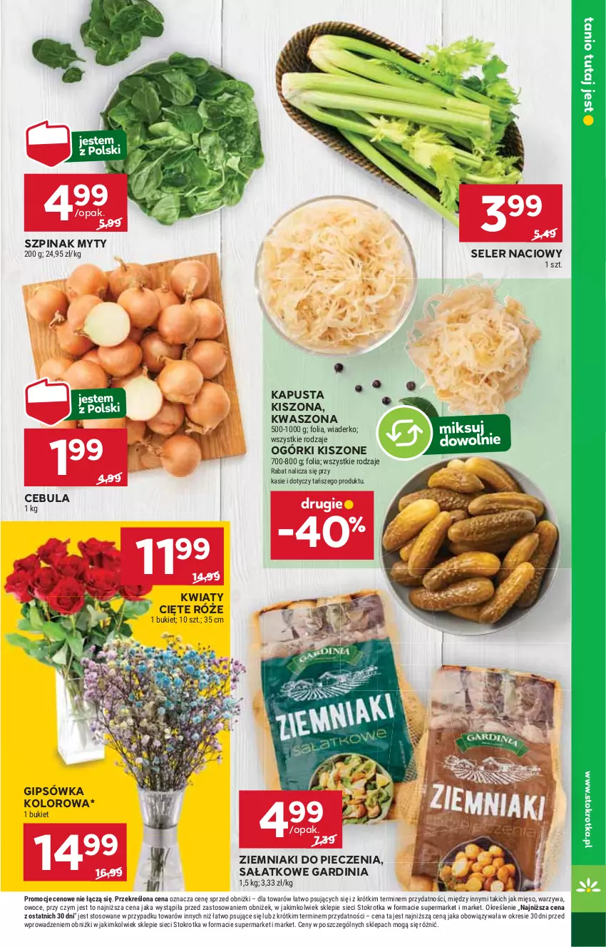 Gazetka promocyjna Stokrotka - Supermarket - ważna 17.10 do 23.10.2024 - strona 7 - produkty: Cebula, HP, Kwiaty cięte, Piec, Sałat, Seler naciowy, Szpinak, Ziemniaki