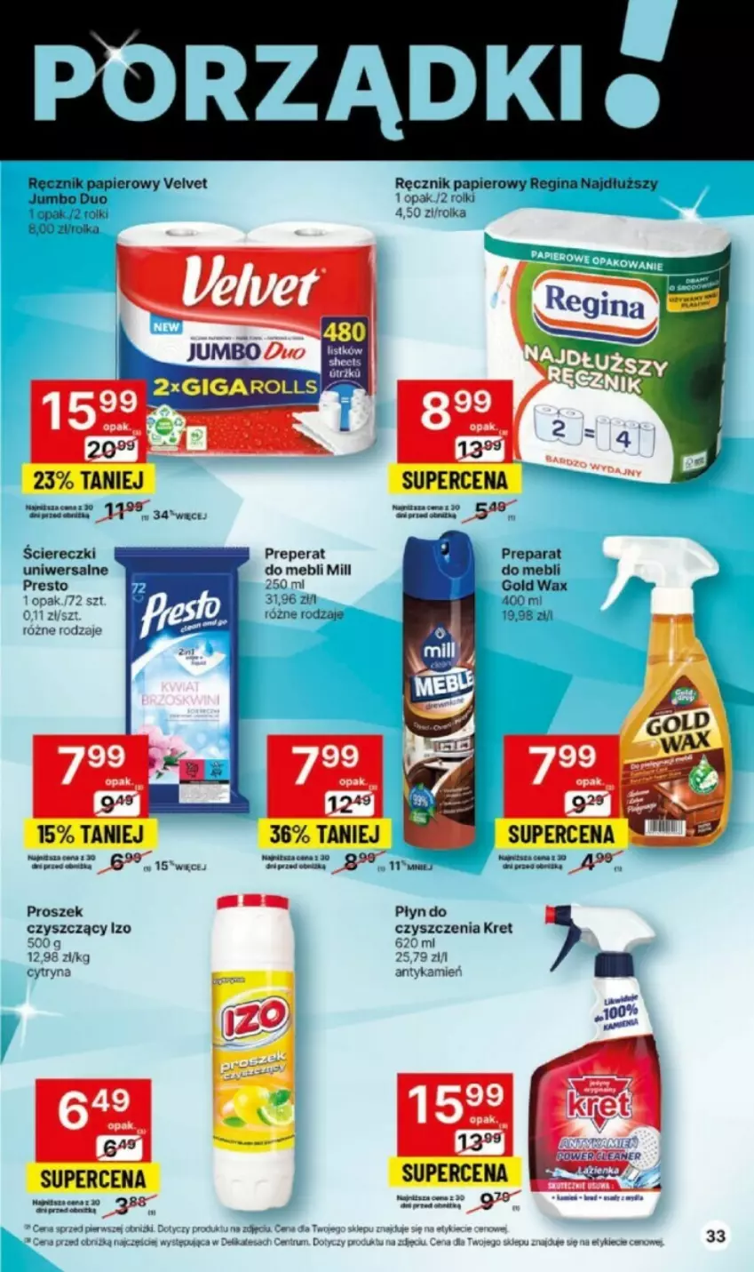 Gazetka promocyjna Delikatesy Centrum - ważna 16.11 do 22.11.2023 - strona 27 - produkty: Gin, Kret, Papier, Por, Presto, Ręcznik, Rolki, Velvet