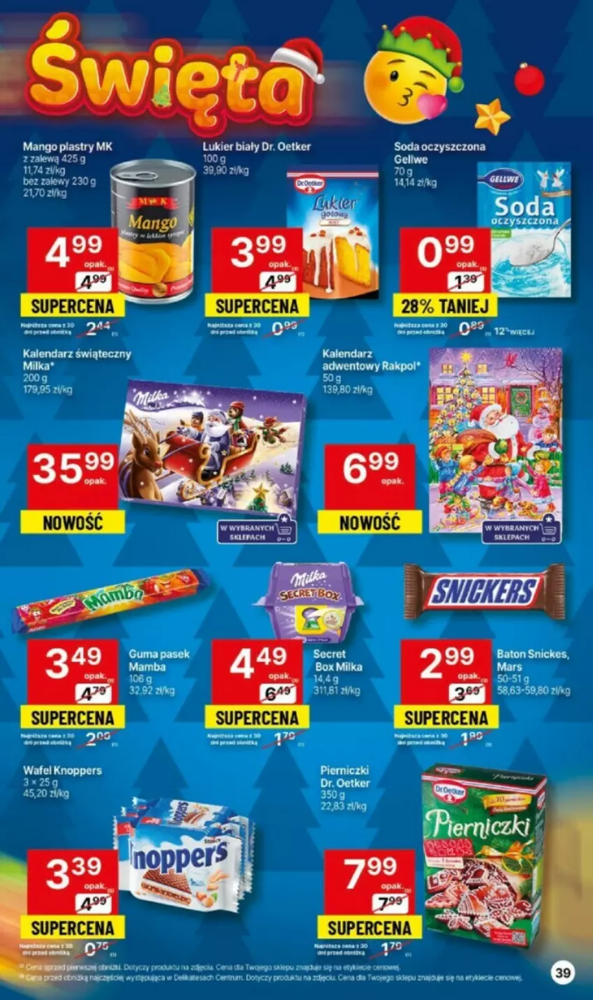 Gazetka promocyjna Delikatesy Centrum - ważna 16.11 do 22.11.2023 - strona 33 - produkty: Baton, Dr. Oetker, Kalendarz, Knoppers, Mango, Milka