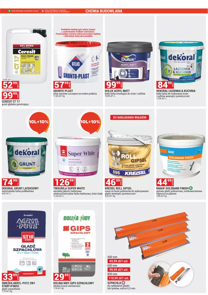 Gazetka promocyjna Merkury Market - ważna 27.12.2023 do 31.01.2024 - strona 35 - produkty: Ceresit, Cień, Dekoral, Dulux, Fa, Farba lateksowa, Finish, Gładź polimerowa, Grunt, Kuchnia, LANA, Podkład, Por, Sok