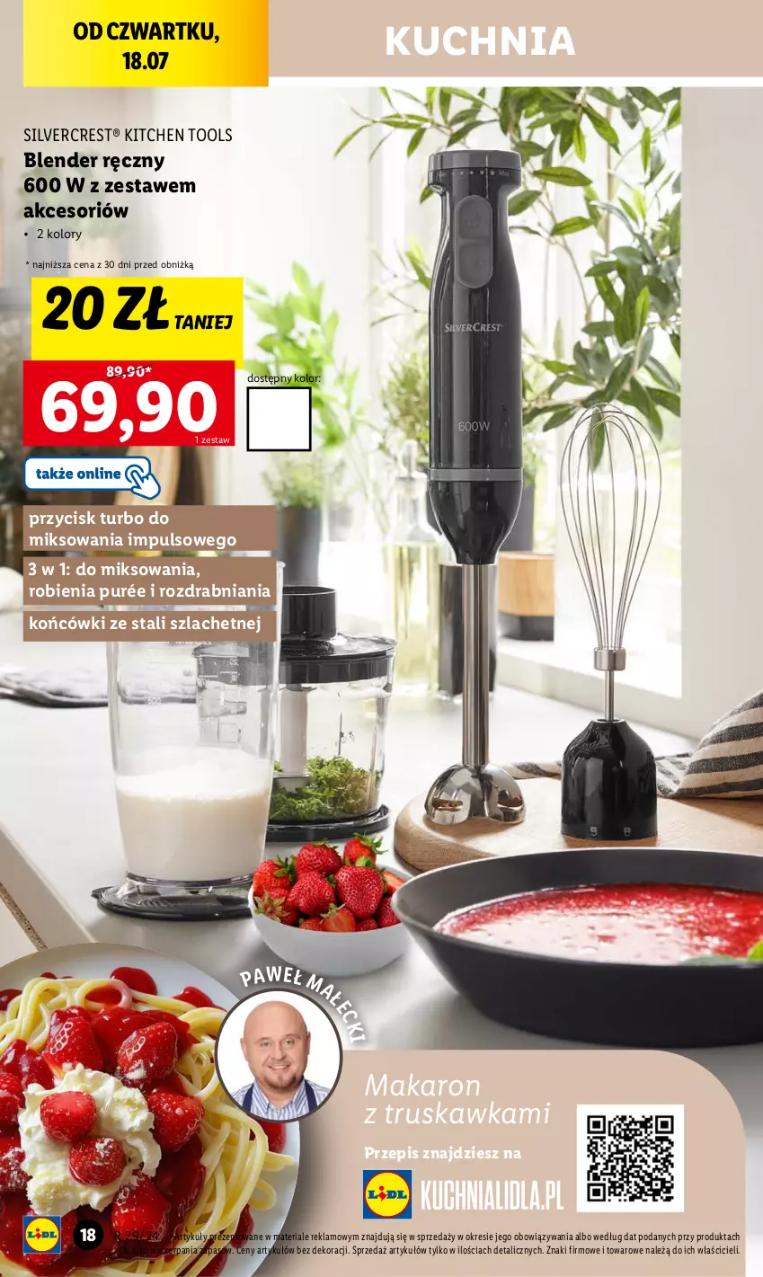 Gazetka promocyjna Lidl - GAZETKA - ważna 15.07 do 21.07.2024 - strona 18 - produkty: Blender, Blender ręczny, Kuchnia, Makaron, Pur, Silvercrest