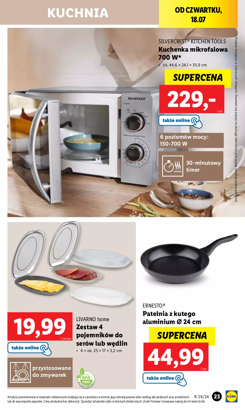 Gazetka promocyjna Lidl - GAZETKA - ważna 15.07 do 21.07.2024 - strona 23 - produkty: Fa, Ivar, Kuchenka mikrofalowa, Kuchnia, Patelnia, Pojemnik, Ser, Silvercrest