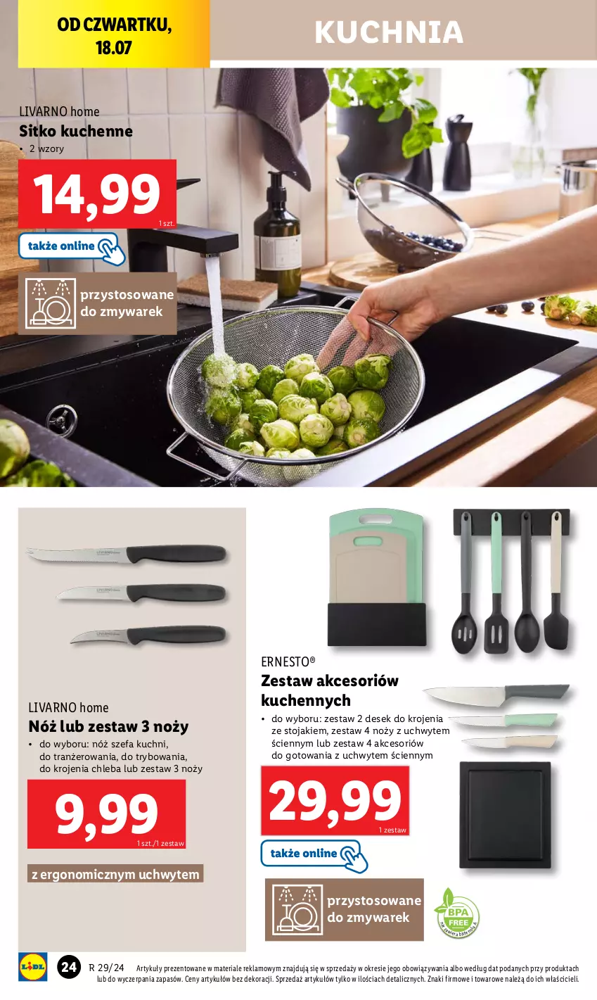 Gazetka promocyjna Lidl - GAZETKA - ważna 15.07 do 21.07.2024 - strona 24 - produkty: Chleb, Fa, Ivar, Kuchnia, Noż, Nóż szefa kuchni, Sitko, Stojak, Tran