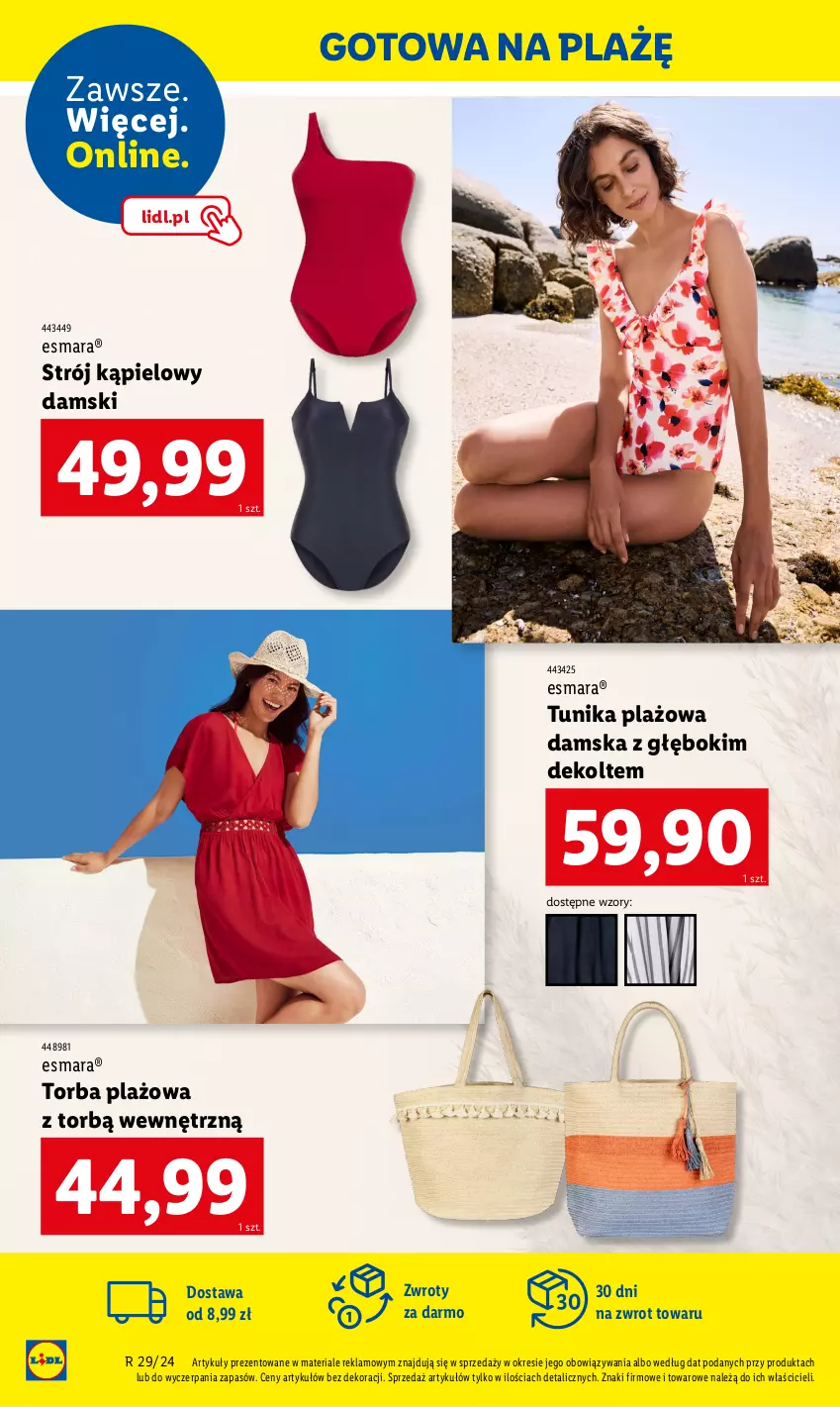 Gazetka promocyjna Lidl - GAZETKA - ważna 15.07 do 21.07.2024 - strona 26 - produkty: Strój kąpielowy, Torba, Tunika