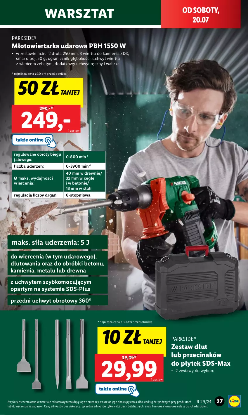 Gazetka promocyjna Lidl - GAZETKA - ważna 15.07 do 21.07.2024 - strona 29 - produkty: Gra, Młot, Młotowiertarka, Parkside, Tarka, Top, Walizka, Wiertarka, Wiertarka udarowa