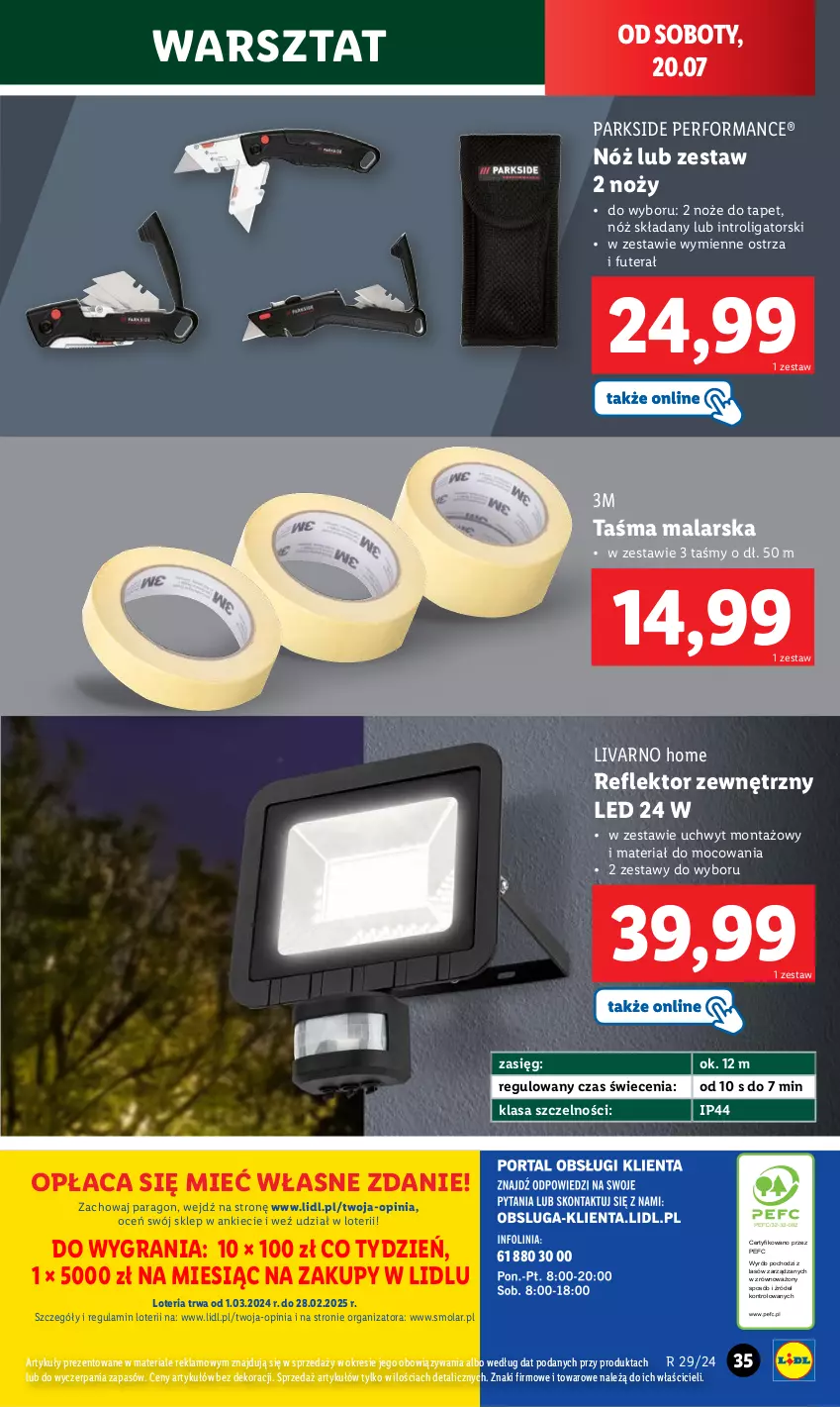 Gazetka promocyjna Lidl - GAZETKA - ważna 15.07 do 21.07.2024 - strona 37 - produkty: Gra, Ivar, Mola, Noż, Parkside, Reflektor, Tera