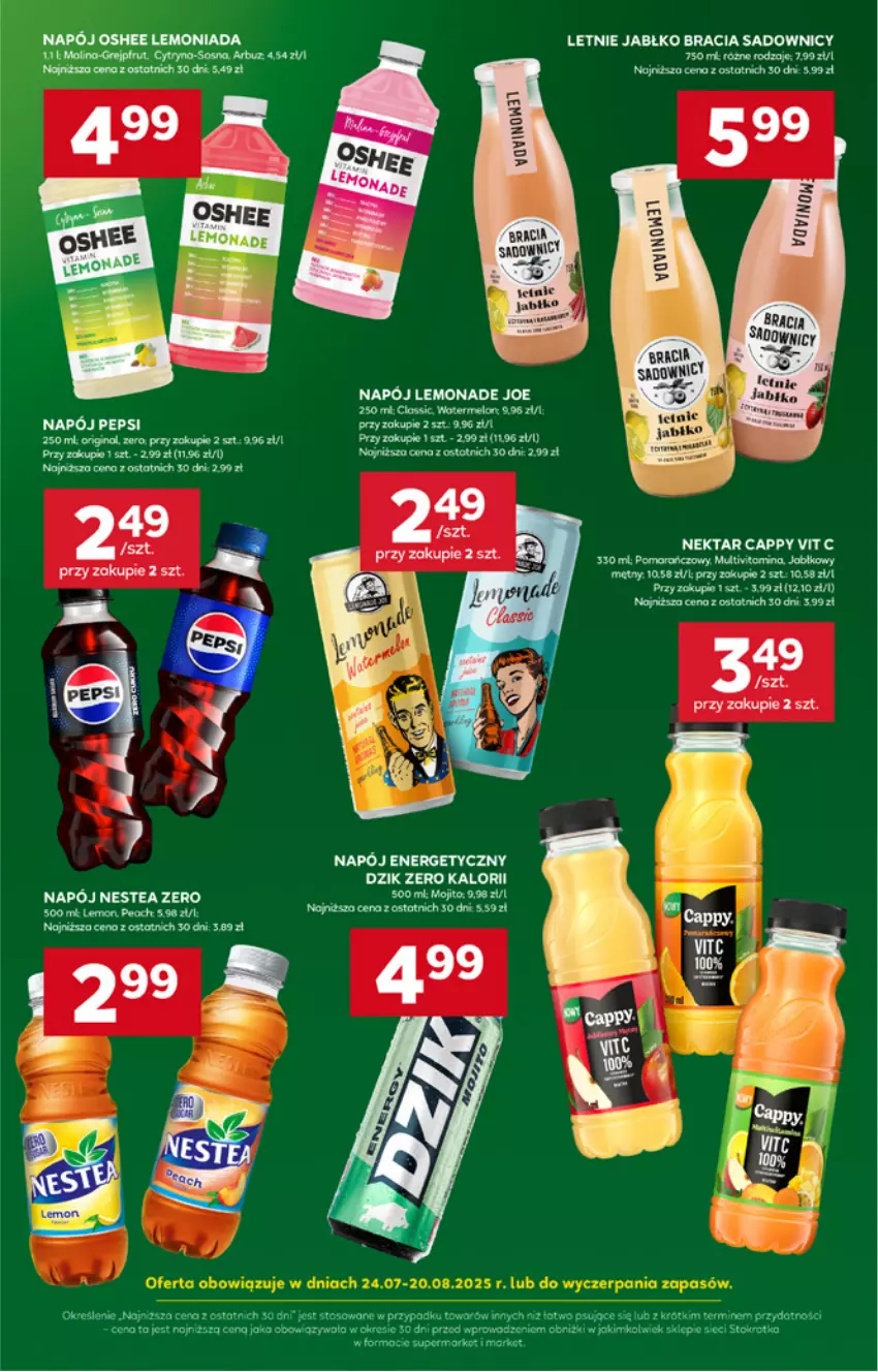 Gazetka promocyjna Stokrotka - Supermarket - ważna 24.07 do 30.07.2025 - strona 40 - produkty: Cappy, Gin, Melon, Napój, Nektar, Nestea, Pepsi, Tatra