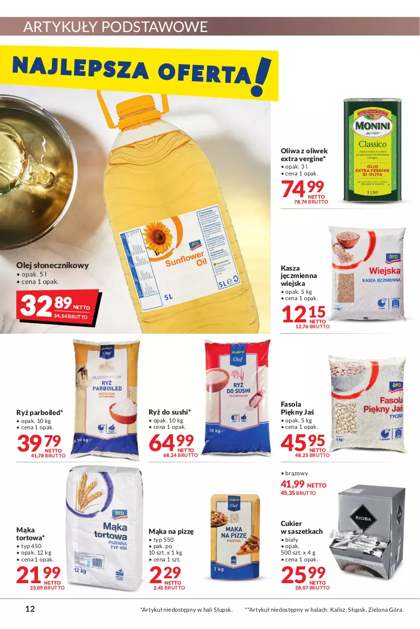 Gazetka promocyjna Makro - [Oferta promocyjna] Artykuły spożywcze i przemysłowe - ważna 27.12.2021 do 05.01.2022 - strona 12 - produkty: Cukier, Fa, Fasola, Gin, Kasza, Kasza jęczmienna, Mąka, Mąka tortowa, Olej, Olej słonecznikowy, Oliwa z oliwek, Ryż, Ryż do sushi, Ryż parboiled, Sushi