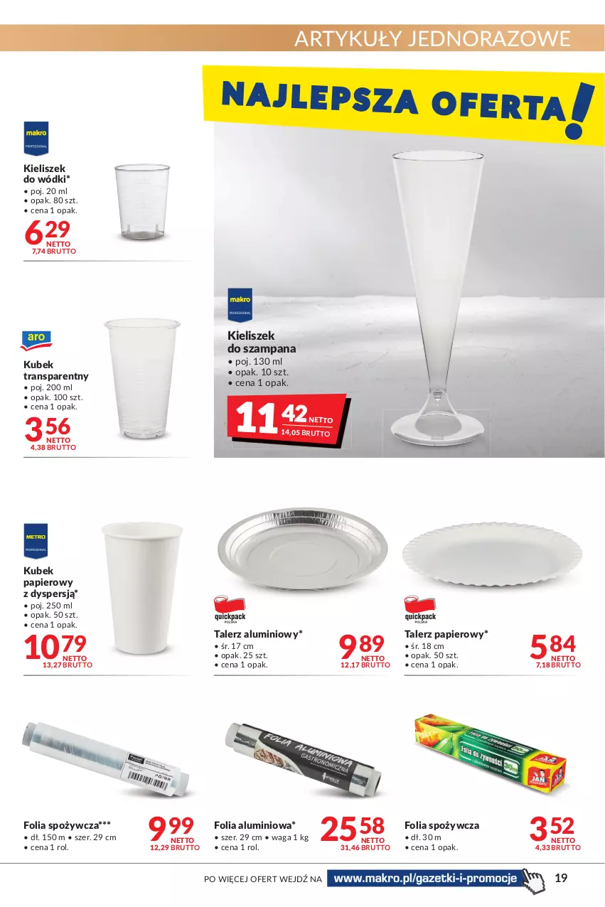 Gazetka promocyjna Makro - [Oferta promocyjna] Artykuły spożywcze i przemysłowe - ważna 27.12.2021 do 05.01.2022 - strona 19 - produkty: Folia aluminiowa, Kieliszek, Kubek, Kubek papierowy, Papier, Talerz, Talerz papierowy, Tran, Waga