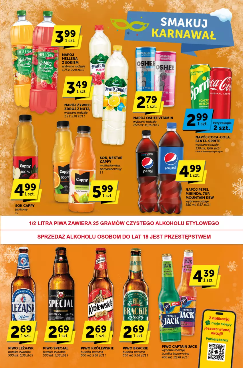 Gazetka promocyjna ABC - ważna 11.01 do 23.01.2024 - strona 7 - produkty: 7up, Cappy, Captain Jack, Coca-Cola, Fa, Fanta, Hellena, Królewski, Mirinda, Napój, Nektar, Oshee, Pepsi, Piwo, Sok, Sprite, Tera