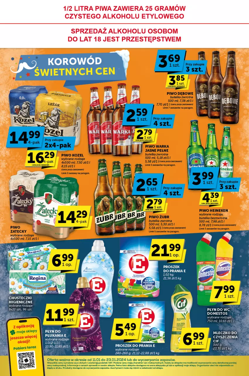 Gazetka promocyjna ABC - ważna 11.01 do 23.01.2024 - strona 8 - produkty: Cif, Domestos, Gra, Mleczko, Piwa, Proszek do prania, Warka