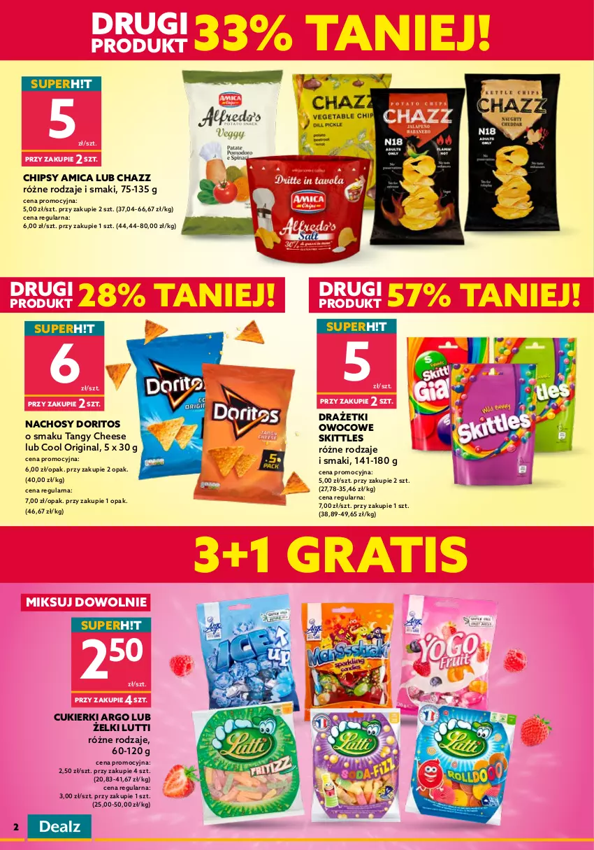 Gazetka promocyjna Dealz - NOWA GAZETKAWielkie Marki Mini Ceny - ważna 15.06 do 28.06.2022 - strona 2 - produkty: Amica, Chipsy, Coca-Cola, Cukier, Cukierki, Fa, Fanta, Gin, Gra, Kawa, Lody, Napój, Napój gazowany, Por, Sport, Sprite, Woda, Woda mineralna