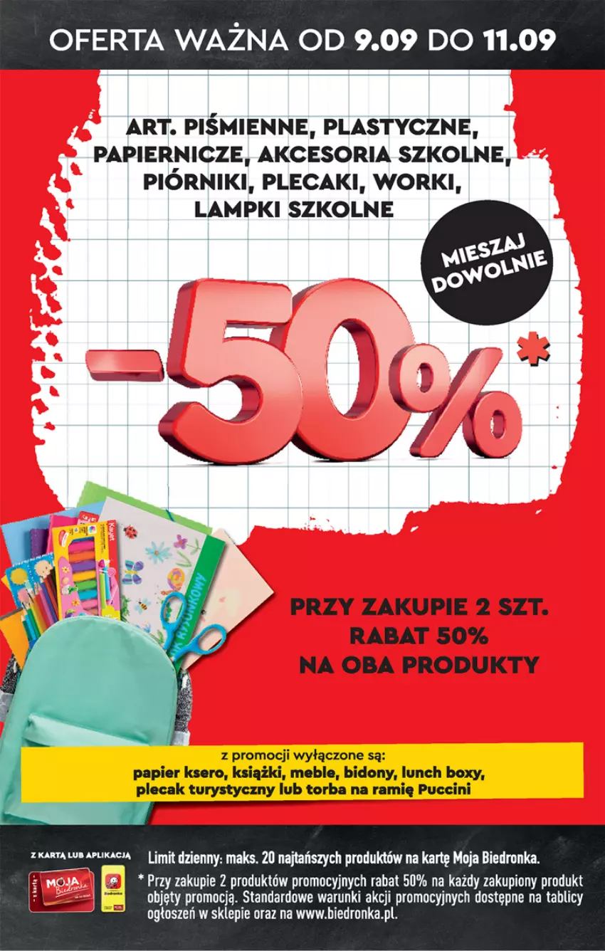 Gazetka promocyjna Biedronka - Od poniedzialku - ważna 09.09 do 14.09.2024 - strona 2 - produkty: Dron, Lunch box, Meble, Papier, Piórnik, Plecak, Ser, Torba