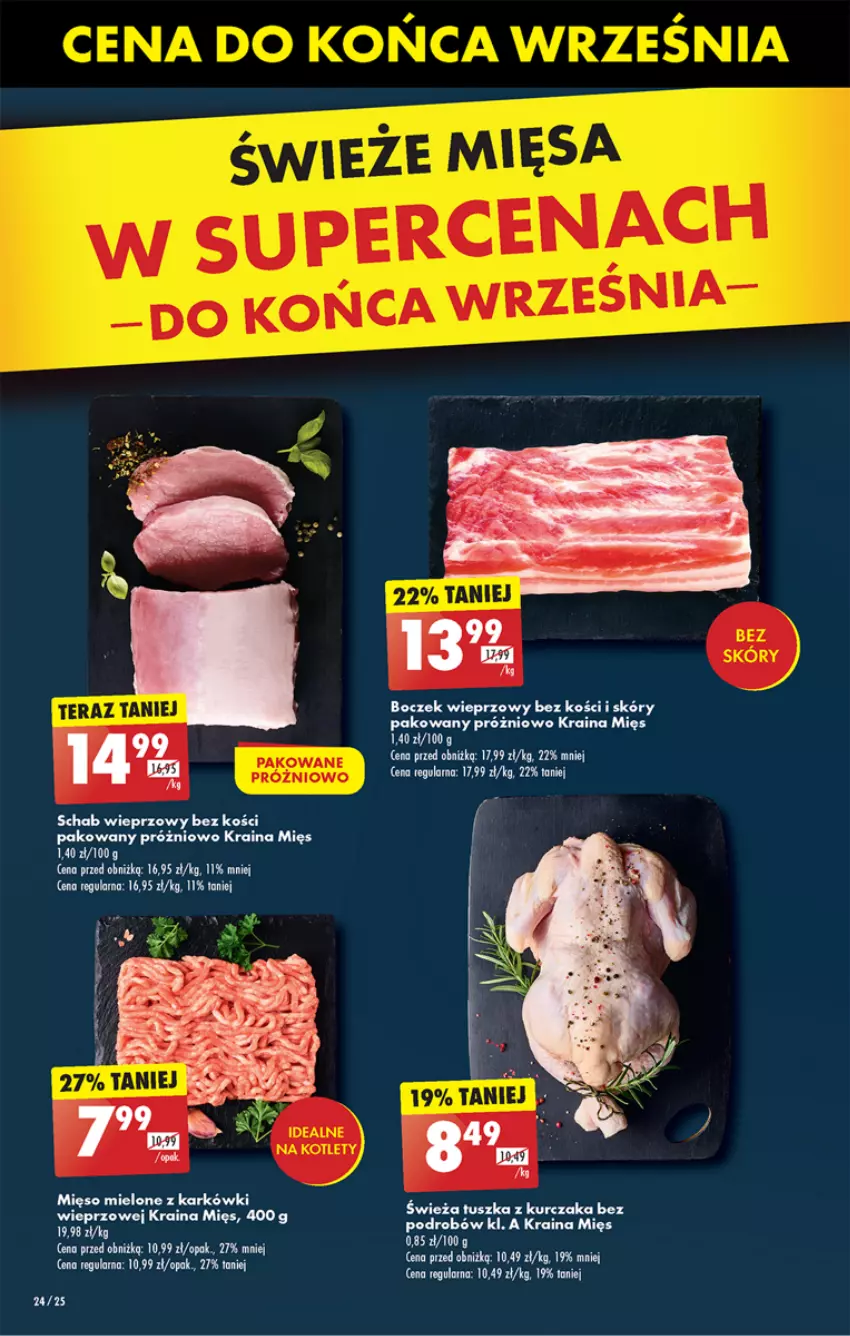 Gazetka promocyjna Biedronka - Od poniedzialku - ważna 09.09 do 14.09.2024 - strona 30 - produkty: Boczek, Boczek wieprzowy, Kurczak, Mięso, Mięso mielone, Schab wieprzowy, Tusz