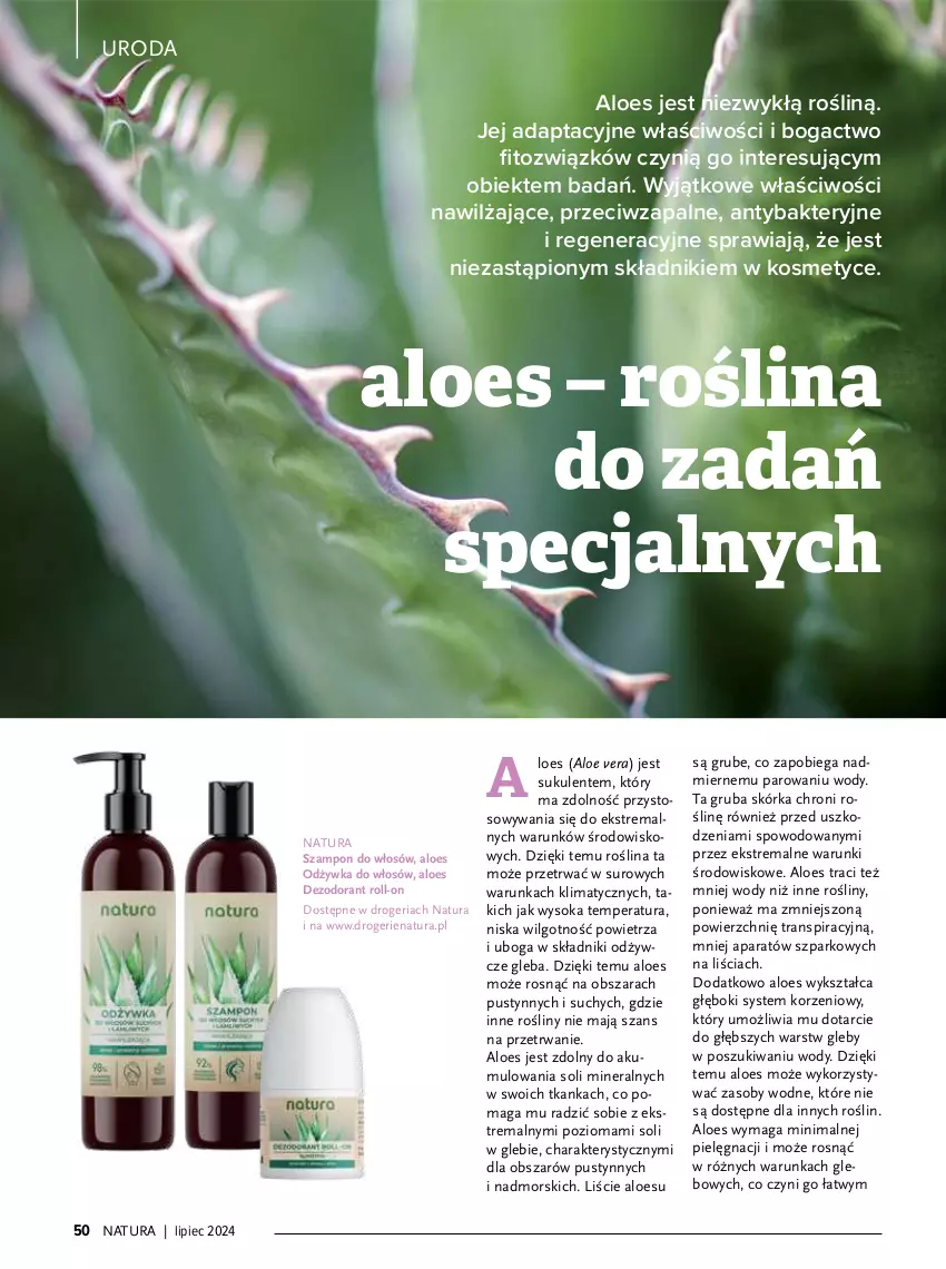 Gazetka promocyjna Drogerie Natura - Gazetka Drogerie Natura - ważna 01.07 do 31.07.2024 - strona 50 - produkty: Aloe vera, Dezodorant, LG, Odżywka, Piec, Sok, Sukulent, Szampon, Tran