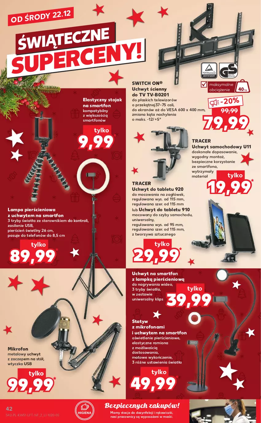 Gazetka promocyjna Kaufland - OFERTA TYGODNIA - ważna 22.12 do 28.12.2021 - strona 42 - produkty: Acer, Cień, Gry, Lampa, Mikrofon, Piec, Silan, Smartfon, Stojak, Stojak na smartfon, Stół, Tablet, Telefon, Telewizor, Zagłówek