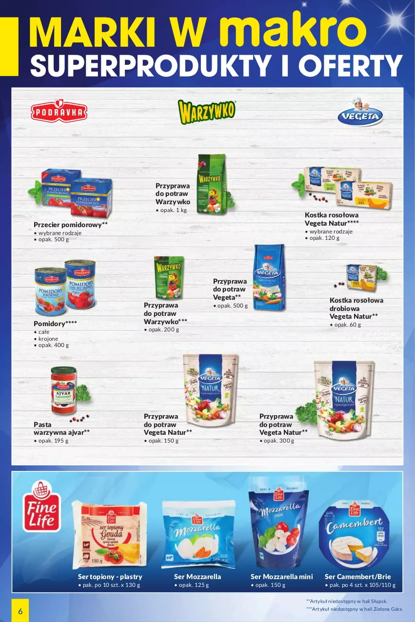 Gazetka promocyjna Makro - [Oferta specjalna] Marki w MAKRO - ważna 12.07 do 25.07.2022 - strona 6 - produkty: Brie, Camembert, Mozzarella, Pasta warzywna, Pomidory, Przyprawa do potraw, Ser, Ser topiony, Top, Vegeta, Vegeta Natur