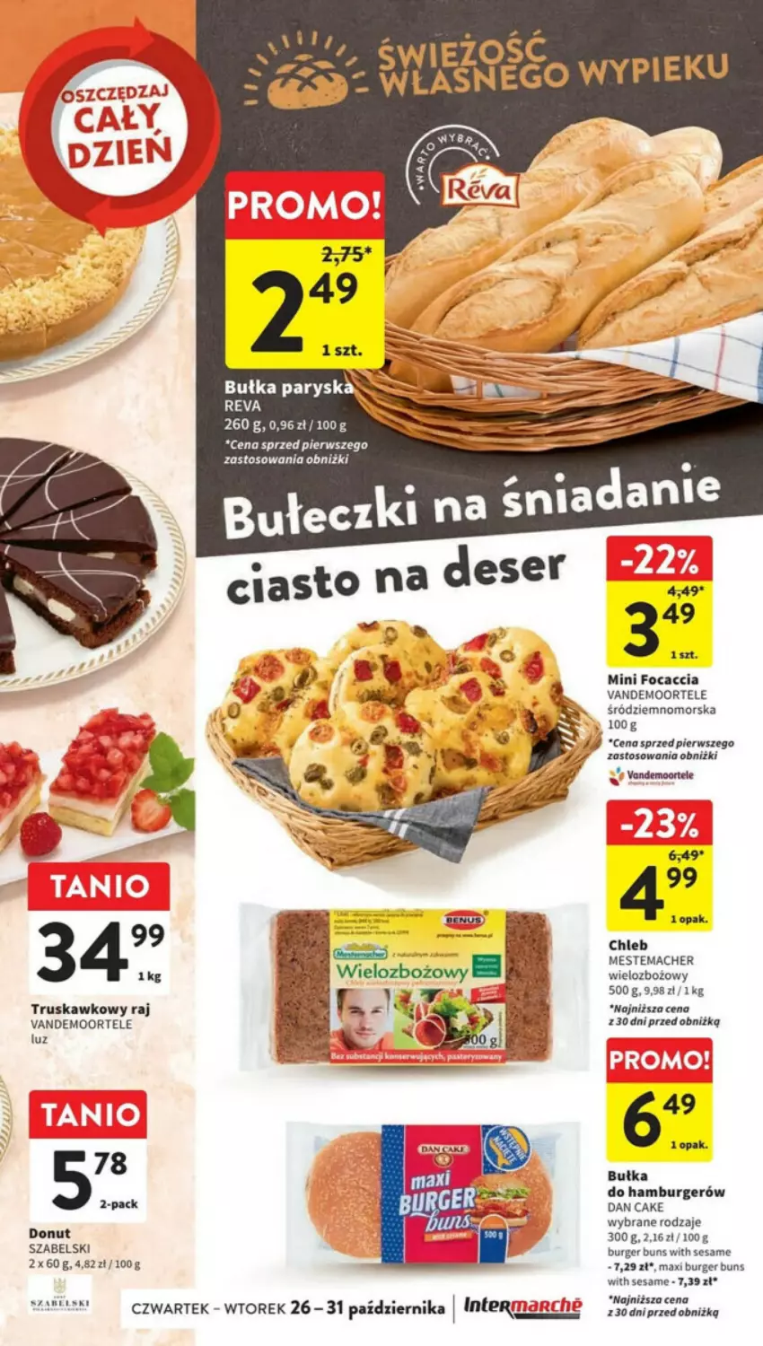 Gazetka promocyjna Intermarche - ważna 26.10 do 31.10.2023 - strona 18 - produkty: Bułka, Burger, Chleb, Dan Cake, Donut, Focaccia, Hamburger