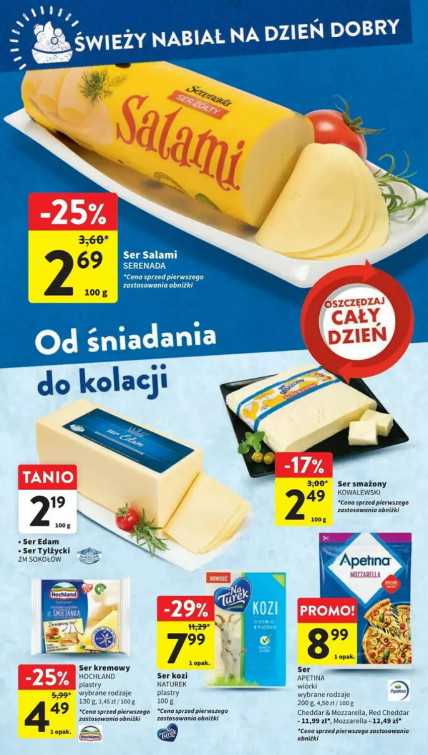 Gazetka promocyjna Intermarche - ważna 26.10 do 31.10.2023 - strona 21 - produkty: Brie, Cheddar, Edam, Hochland, Mozzarella, NaTurek, Salami, Ser, Ser kozi, Ser salami, Sok, Sokołów