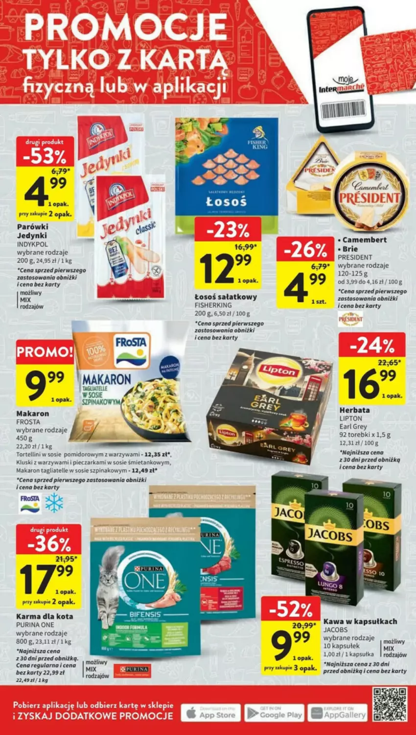 Gazetka promocyjna Intermarche - ważna 26.10 do 31.10.2023 - strona 6 - produkty: Camembert, Earl Grey, Fa, Frosta, Herbata, Kawa, LANA, Lipton, Makaron, Parówki, Piec, Pieczarka, Pur, Purina, Sałat, Sos, Szpinak, Tagliatelle, Warzywa