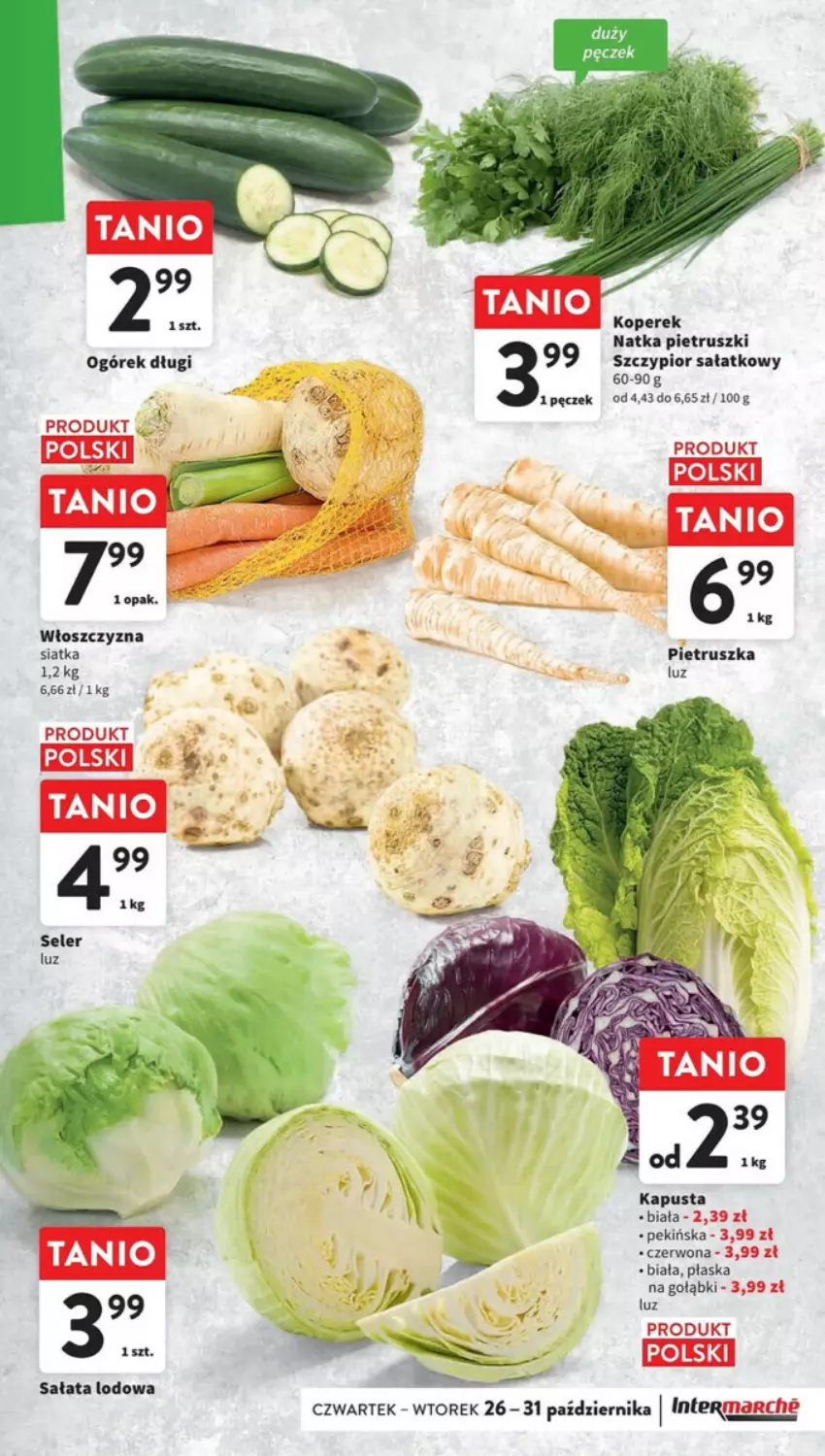 Gazetka promocyjna Intermarche - ważna 26.10 do 31.10.2023 - strona 9 - produkty: Natka pietruszki, Ogórek, Pietruszka, Sałat, Sałata lodowa, Siatka