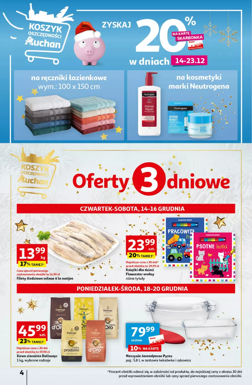 Gazetka promocyjna Auchan - Gazetka Magia Świąt Część 5 Hipermarket Auchan - ważna 14.12 do 23.12.2023 - strona 4 - produkty: Dallmayr, Dzieci, Kawa, Kawa ziarnista, Keksówka, Matjas, Naczynie żaroodporne, Por