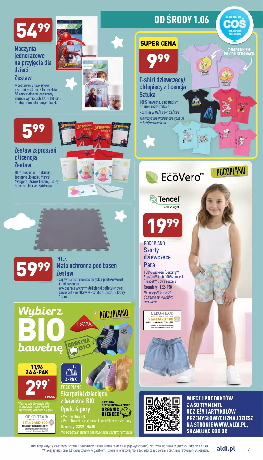 Gazetka promocyjna Aldi - Zaplanuj zakupy wcześniej - ważna 01.06 do 04.06.2022 - strona 7 - produkty: Avengers, Disney, Dzieci, Frozen, Karp, Kawa, Mata ochronna, Obrus, Papier, Pocopiano, Ser, Skarpetki, Spiderman, Szorty, T-shirt, Talerz, Talerzyk, Tera, Wełna