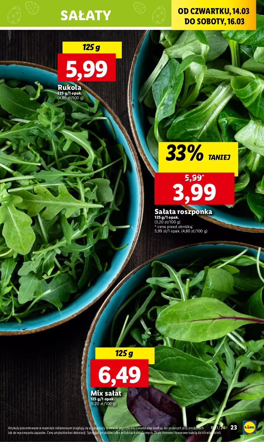 Gazetka promocyjna Lidl - GAZETKA - ważna 14.03 do 16.03.2024 - strona 25 - produkty: Roszponka, Rukola, Sałat