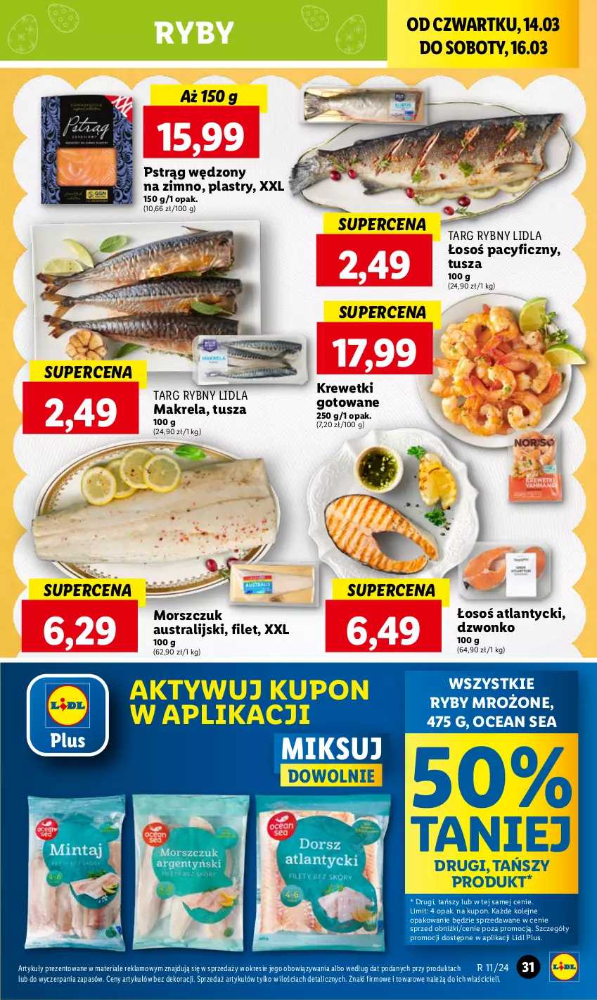 Gazetka promocyjna Lidl - GAZETKA - ważna 14.03 do 16.03.2024 - strona 33 - produkty: Krewetki, Olej, Pstrąg, Pstrąg wędzony, Tusz