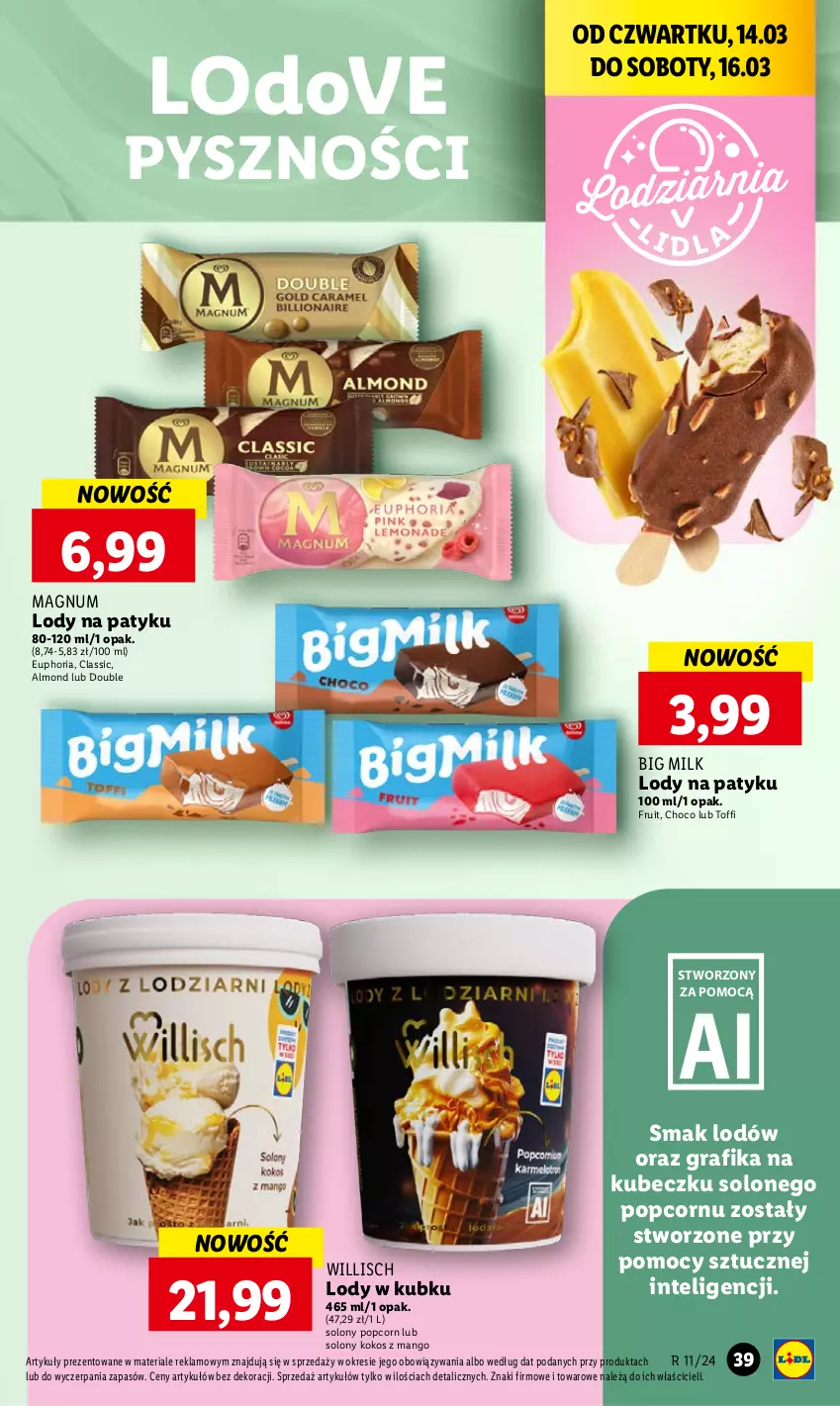 Gazetka promocyjna Lidl - GAZETKA - ważna 14.03 do 16.03.2024 - strona 43 - produkty: Big Milk, Dove, Gra, Grafika, Intel, Kokos, Lody, Mango, Popcorn