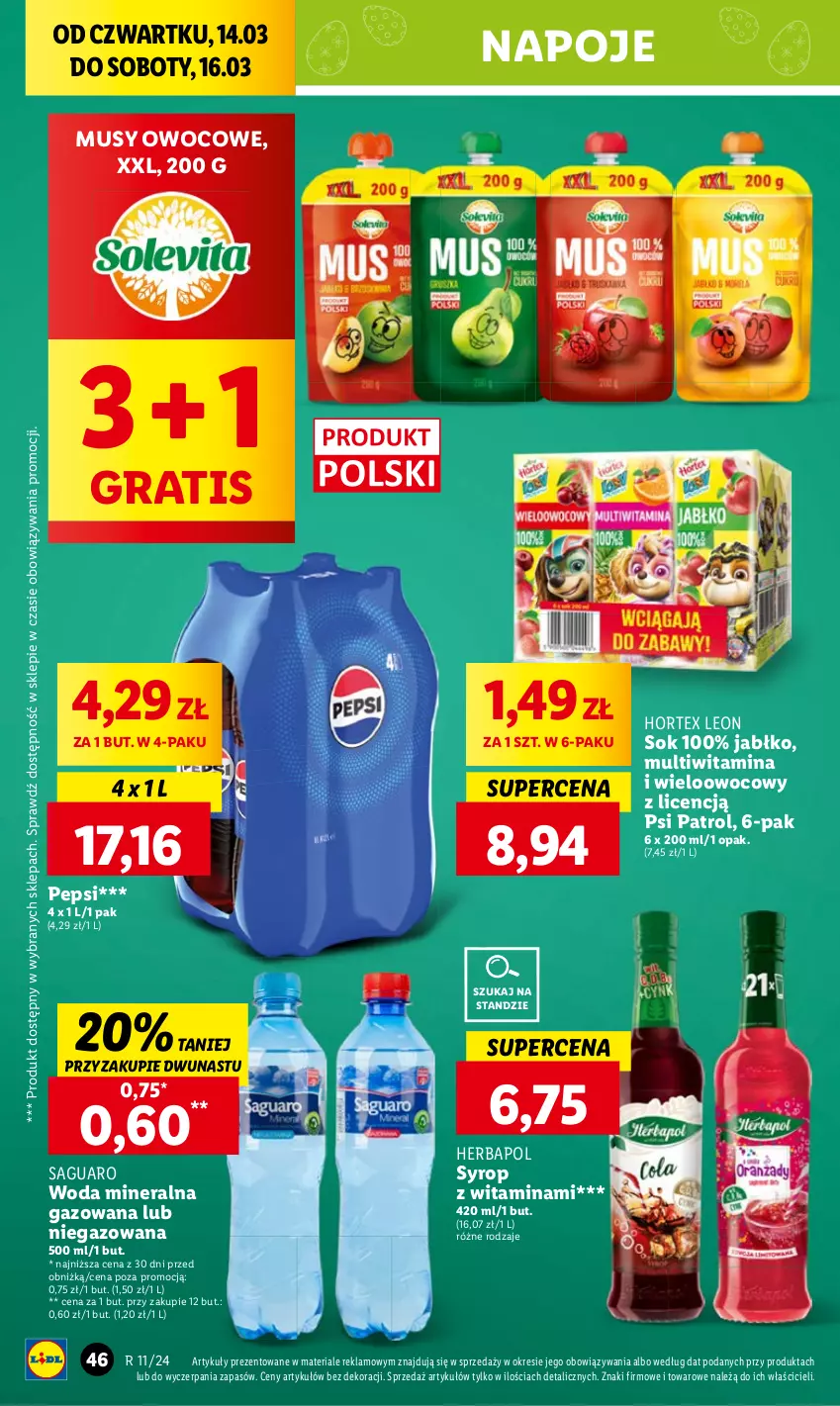 Gazetka promocyjna Lidl - GAZETKA - ważna 14.03 do 16.03.2024 - strona 52 - produkty: Gra, Herbapol, Hortex, Leon, Napoje, Pepsi, Psi Patrol, Woda, Woda mineralna