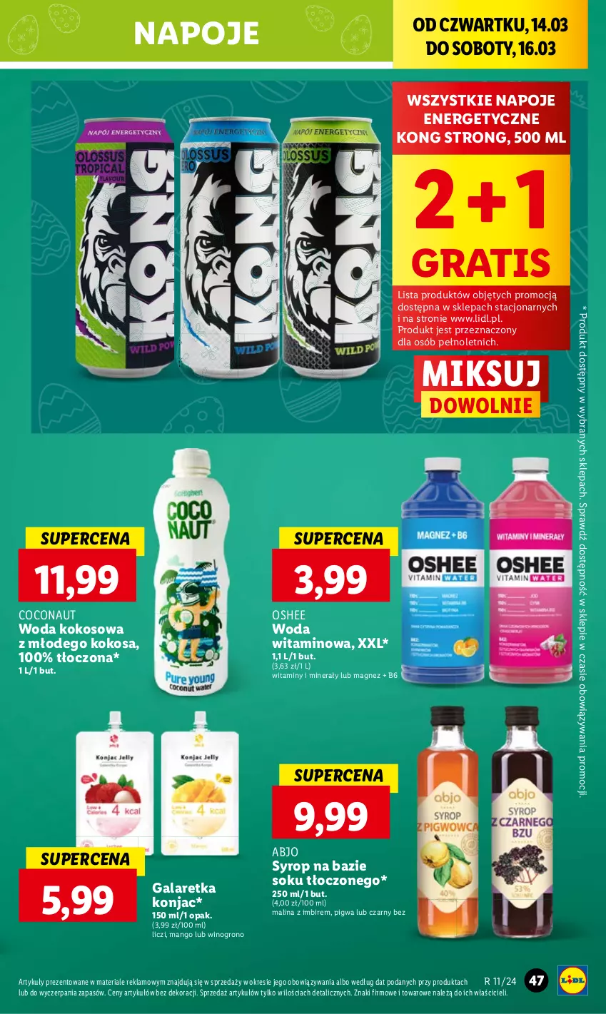 Gazetka promocyjna Lidl - GAZETKA - ważna 14.03 do 16.03.2024 - strona 53 - produkty: Gala, Galaretka, Gra, Imbir, Kokos, Liczi, Magnez, Mango, Napoje, Oshee, Sok, Wino, Woda