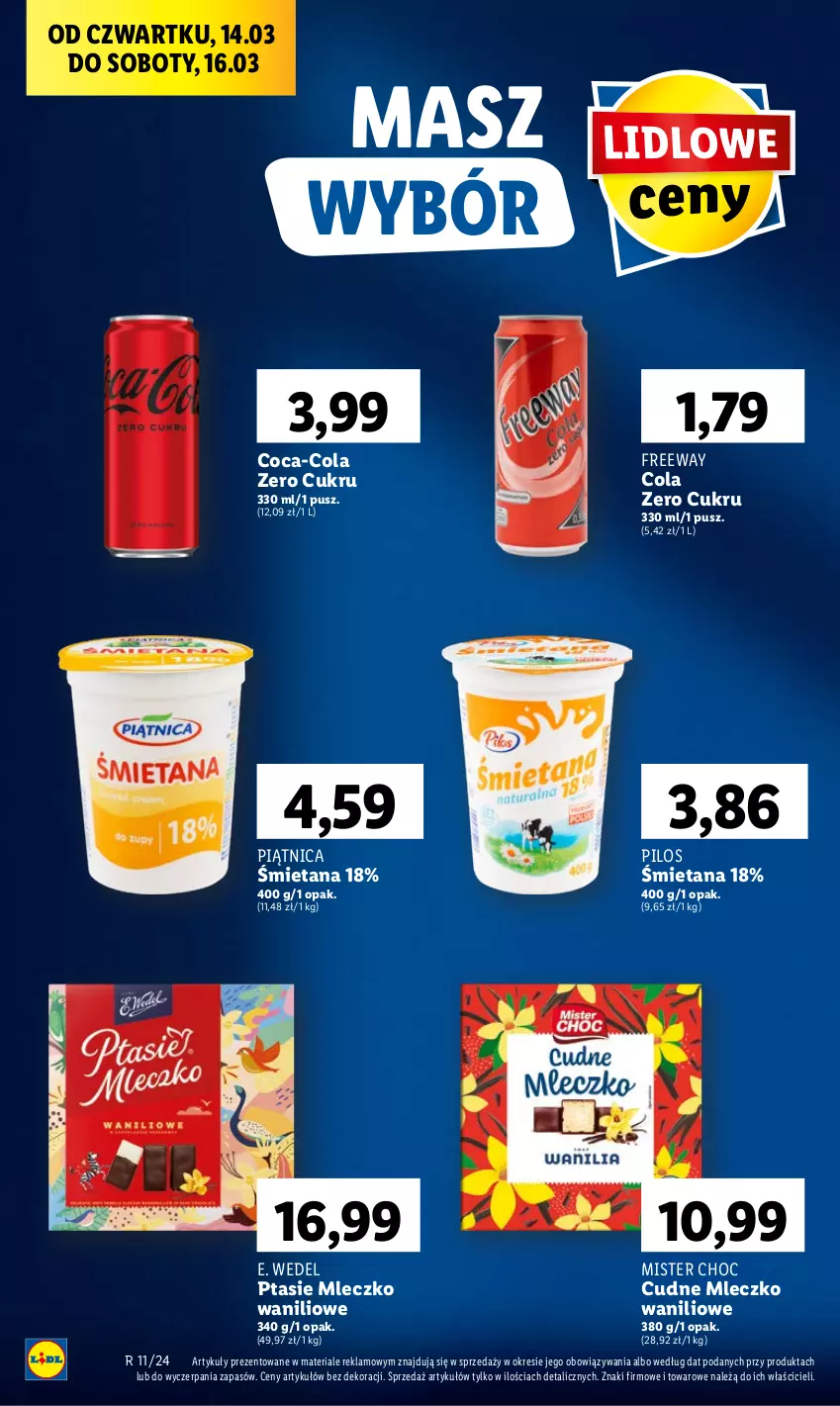 Gazetka promocyjna Lidl - GAZETKA - ważna 14.03 do 16.03.2024 - strona 58 - produkty: Coca-Cola, E. Wedel, Mleczko, Piątnica, Pilos, Ptasie mleczko