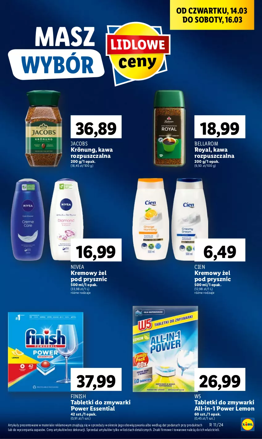 Gazetka promocyjna Lidl - GAZETKA - ważna 14.03 do 16.03.2024 - strona 59 - produkty: Bell, Bella, Finish, Jacobs, Kawa, Kawa rozpuszczalna, Nivea, Tablet, Tabletki do zmywarki, Zmywarki