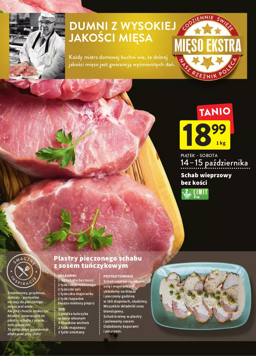 Gazetka promocyjna Intermarche - Gazetka Intermarche - ważna 13.10 do 19.10.2022 - strona 18 - produkty: Koc, Majonez, Mięso, Ole!, Olej, Piec, Pieprz, Schab wieprzowy, Ser, Sok, Sos, Top, Tuńczyk