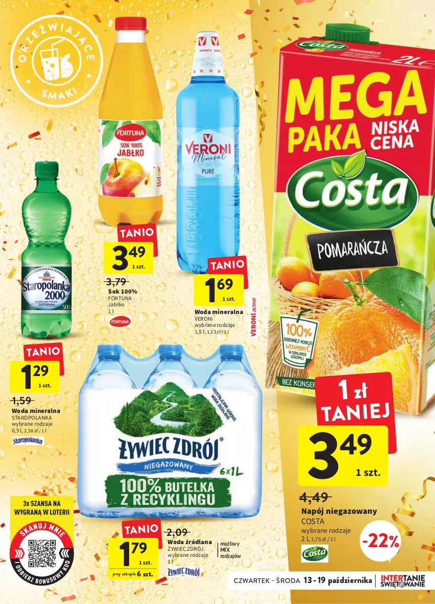 Gazetka promocyjna Intermarche - Gazetka Intermarche - ważna 13.10 do 19.10.2022 - strona 31 - produkty: Fortuna, LANA, Napój, Napój niegazowany, Sok, Staropolanka, Woda, Woda mineralna